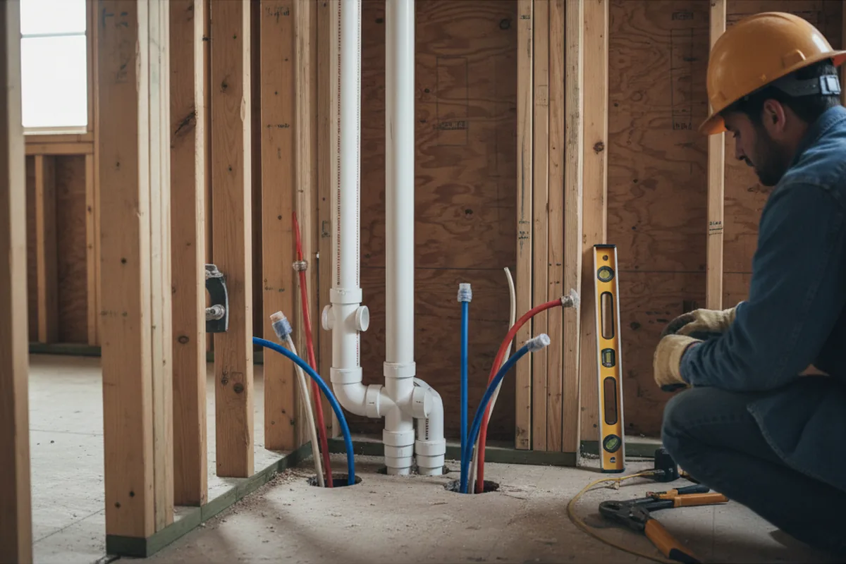 Drain and supply rough-in during Toilet Repair and Installation in Art
