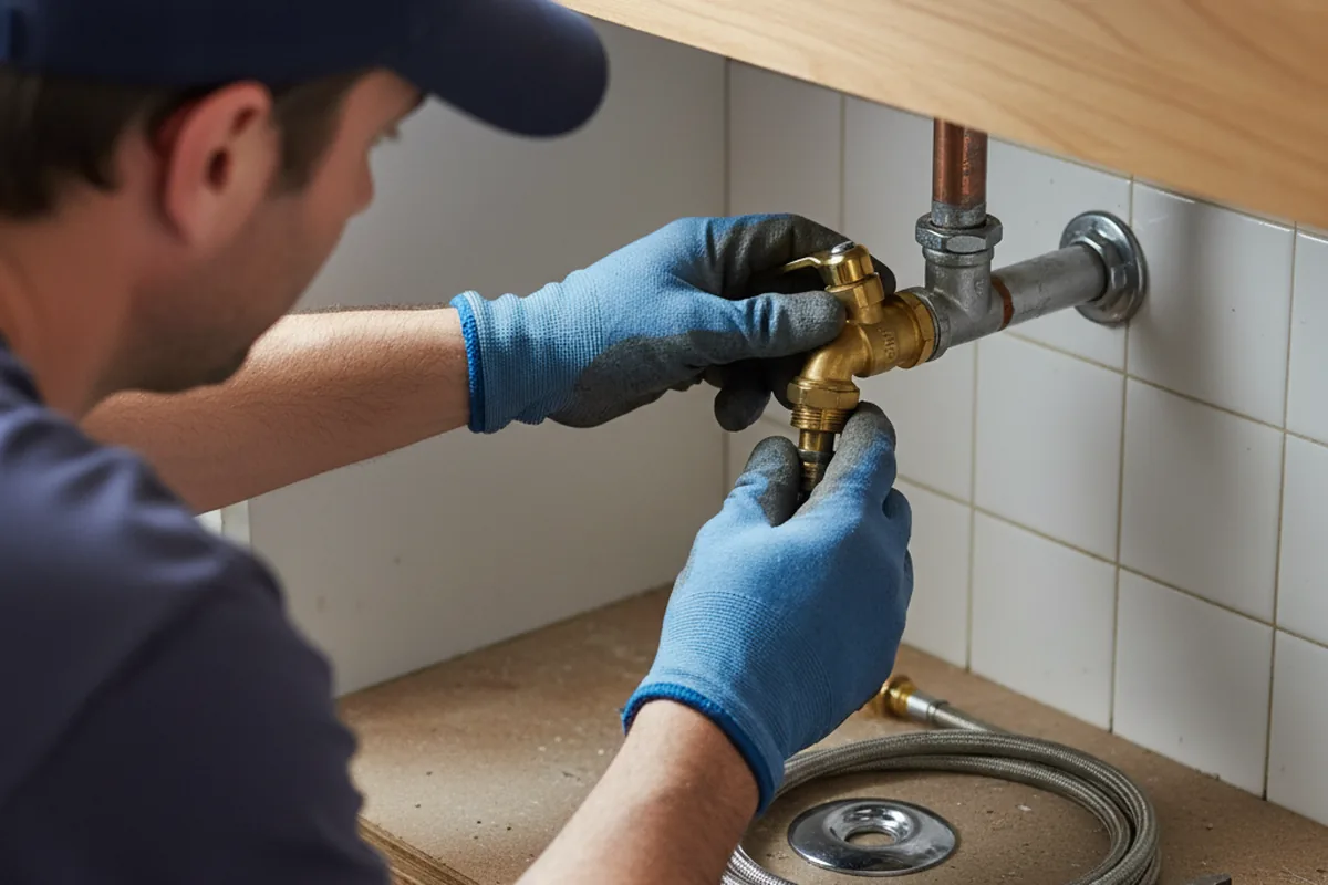 Shutoff valve and fitting work during Burst Pipe Repair in Art